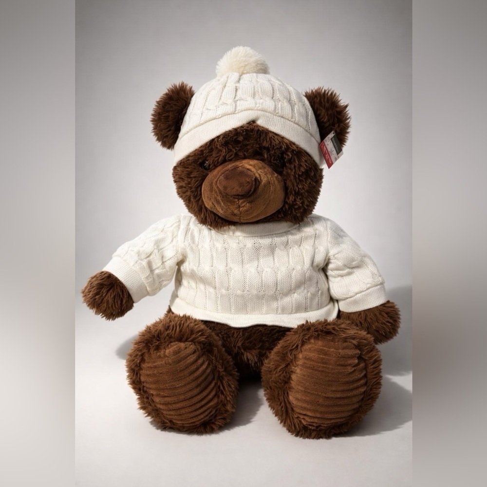 Smart Living Cozy Brown Bear with White Knit Outfit